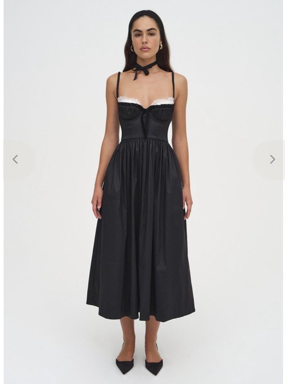 For Love and Lemons Black Lace Midi Doris Dress Sz.Small